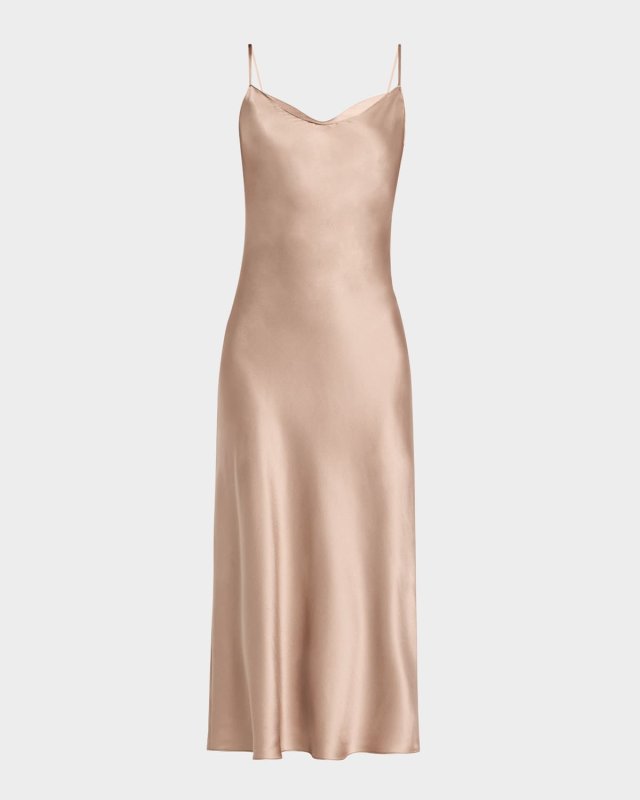 Bias-Cut Silk Midi Dress